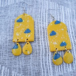 Yellow dangly Polymer clay earrings